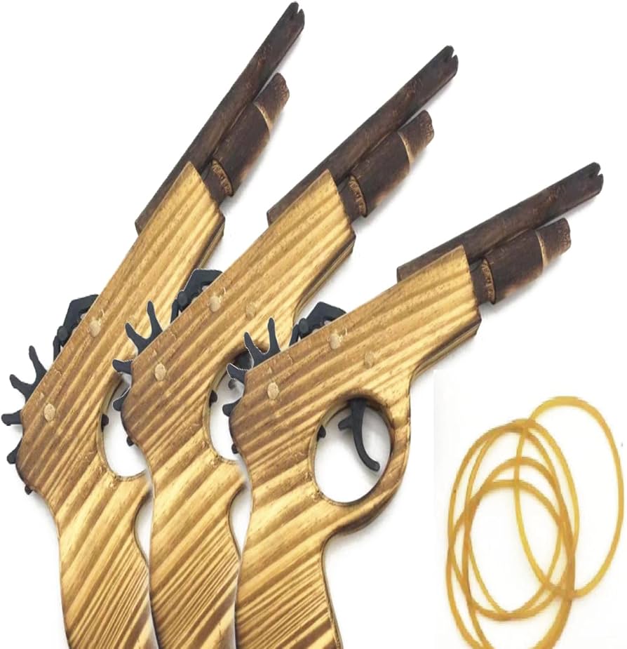 Amazon | シンプルチョコ 木製 ゴム鉄砲 3個セット おもちゃ 輪ゴム付