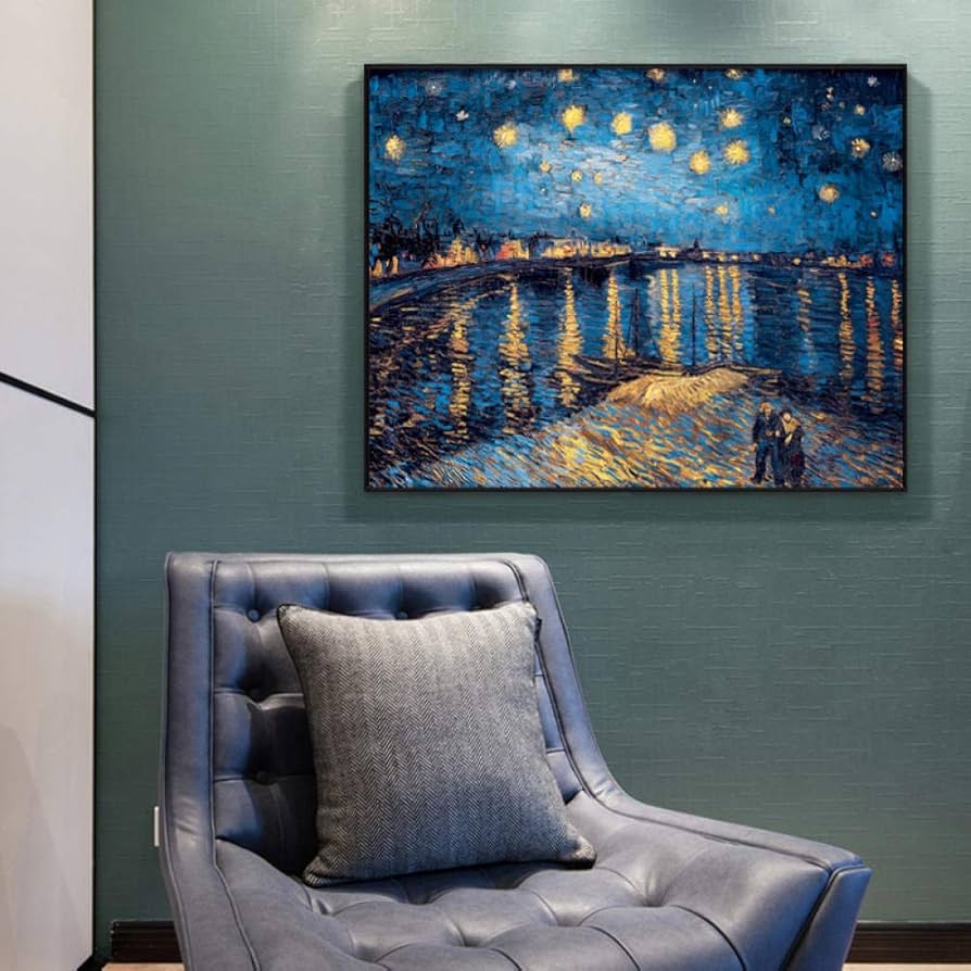 Amazon｜ローヌ川のキャンバスの星空の絵画絵画印象派現代の壁の芸術