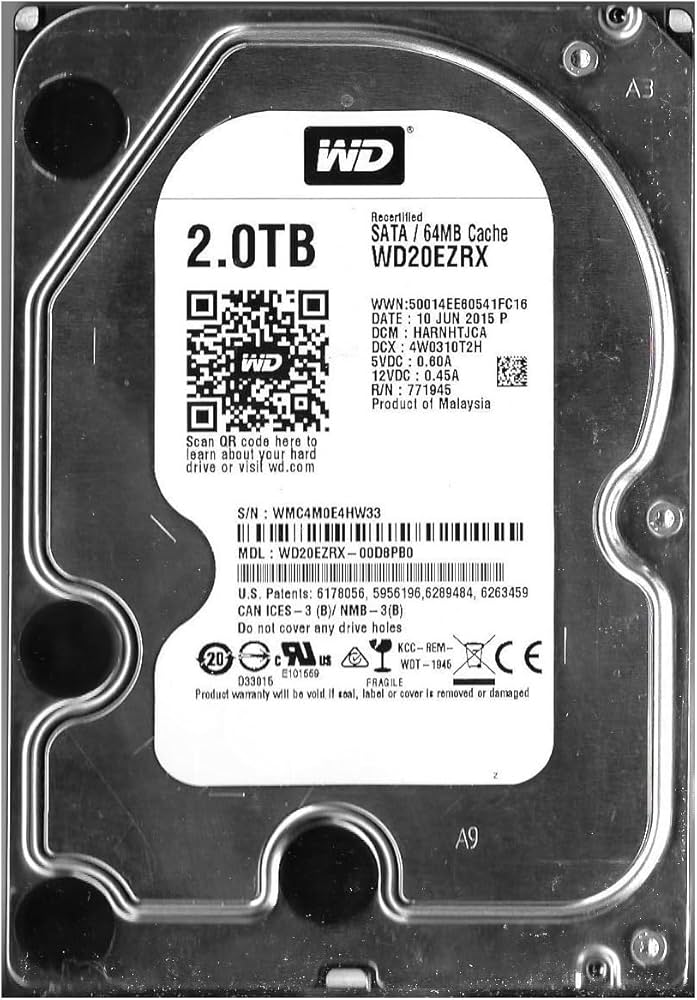 Amazon.com: WD20EZRX Western Digital 2TB 5400RPM SATA 2.5 Gbps 3.5