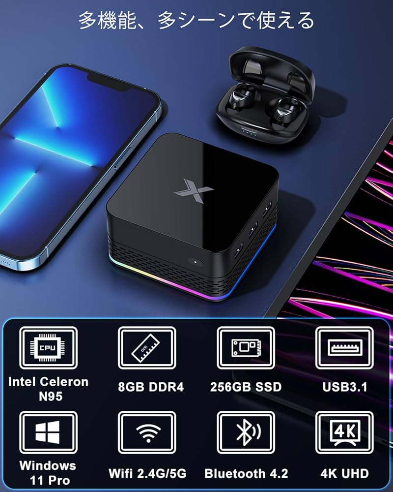 Amazon.co.jp: ミニPC 最新第12世代 N95（最大3.4GHz）8GB 256GB m.2