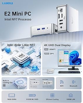 Amazon.com: KAMRUI Essenx E2 Mini PC, 16GB RAM 512GB SSD Mini