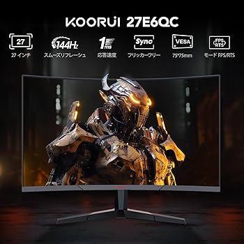 Amazon.co.jp: KOORUI ゲーミングモニター 27インチ 湾曲 曲面 QHD