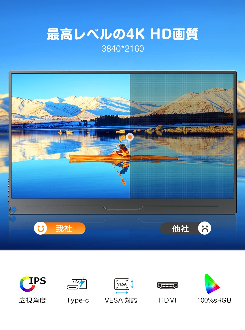 Amazon.co.jp: モバイルモニター Uperfect 4K 15.6インチ 3840*2160