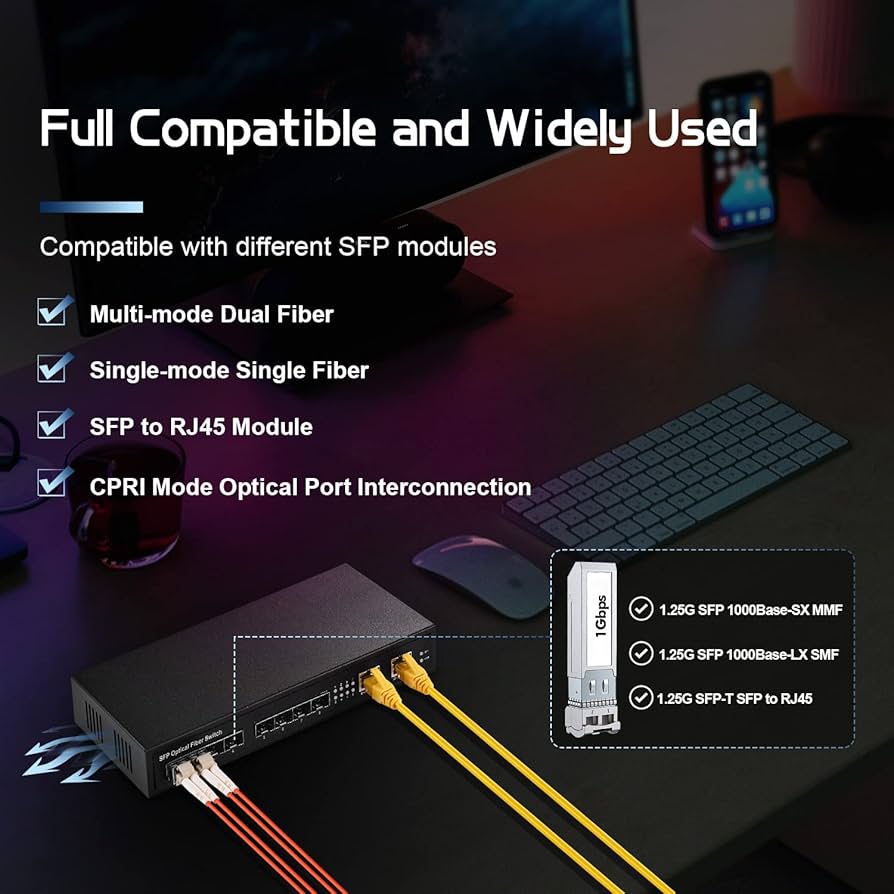 Amazon.co.jp: Binardat 10ポート ギガビットSFPスイッチ 8ギガビット