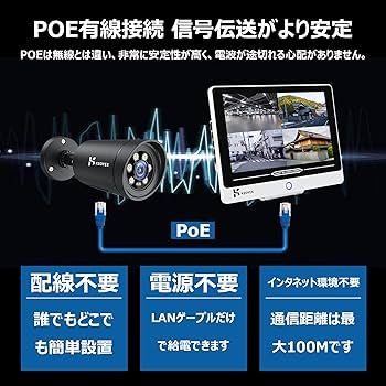 Amazon.co.jp: 【500万画素・夜間カラー撮影】KEOYEE 防犯カメラ POE
