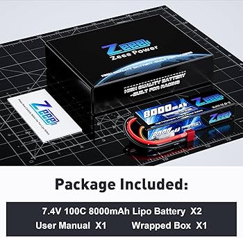 Amazon.com: Zeee 2S Lipo Battery 8000mAh 7.4V 100C Hard Case with