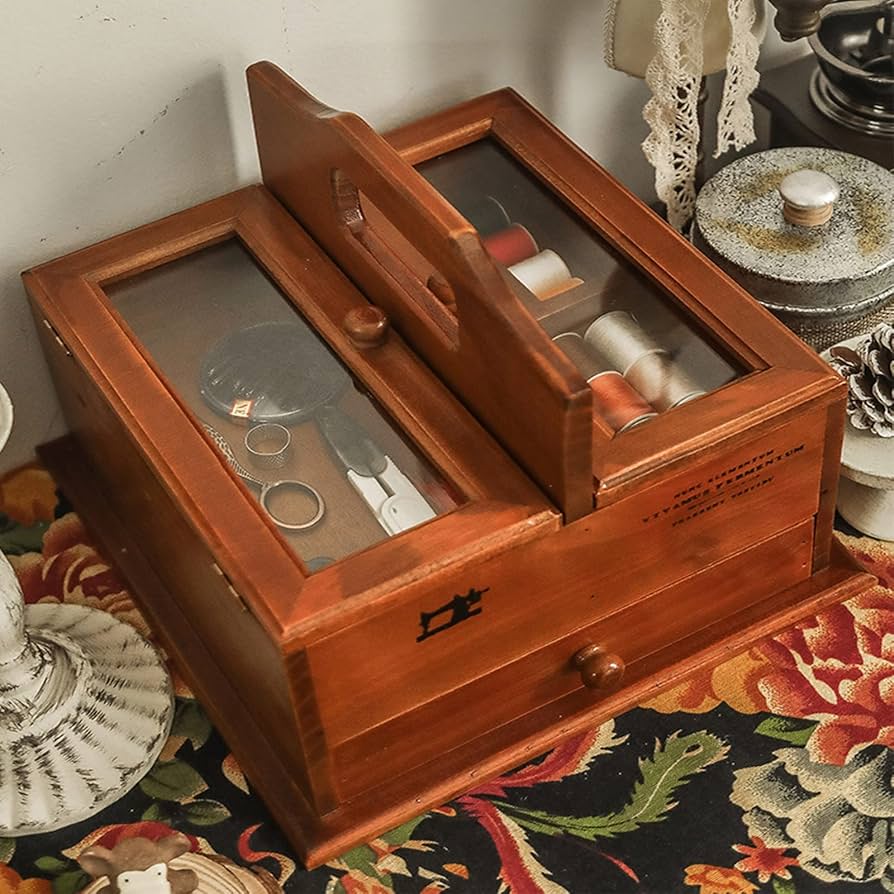 Amazon.co.jp: 裁縫箱, ソーイングキット、レトロな木製ソーイング