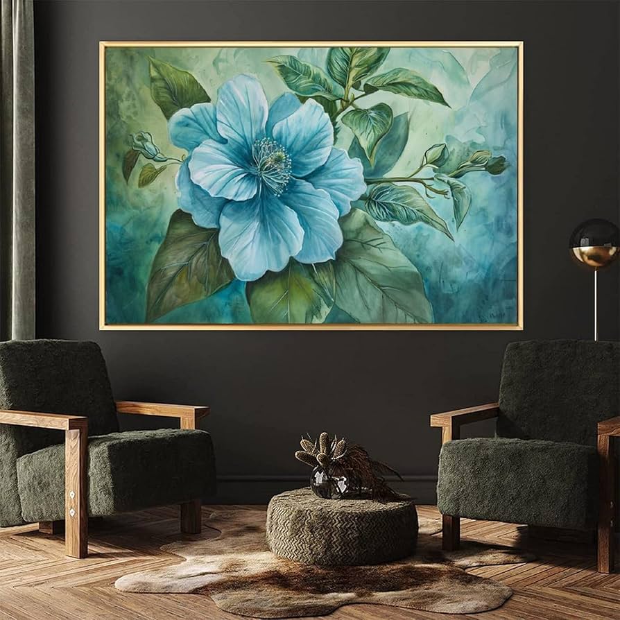 油絵 菅家令子絵 絵画インテリア額付(青緑＋金色の枠)F4-030119子猫