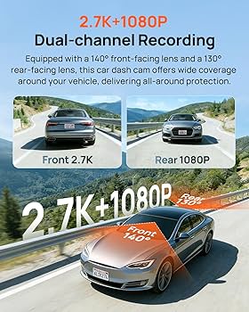 Amazon.com: 70mai 2.7K Dash Cam Front and Rear A500S, Dual Dash