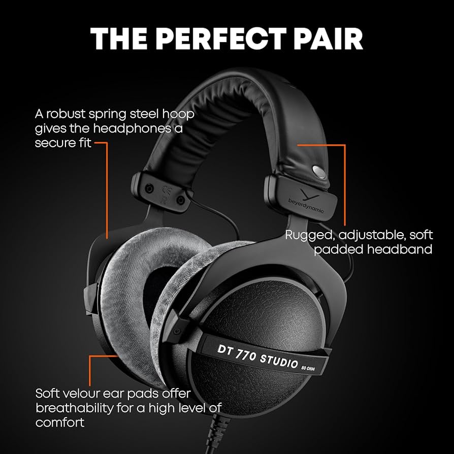 beyerdynamic DT 770 Pro Studio Headphones - Over-Ear, Closed-Back