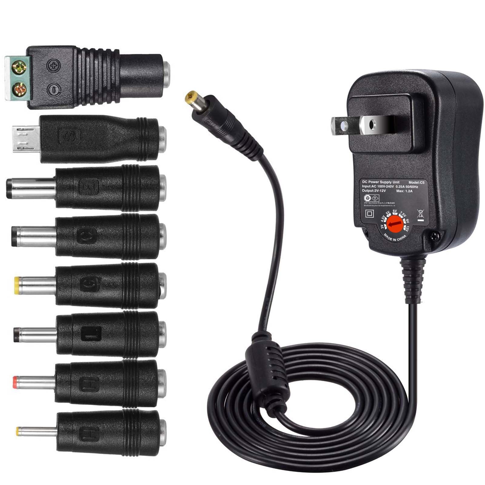 Amazon | 12W マルチ電圧 ACアダプター 3V 4.5V 5V 6V 7.5V 9V 12V