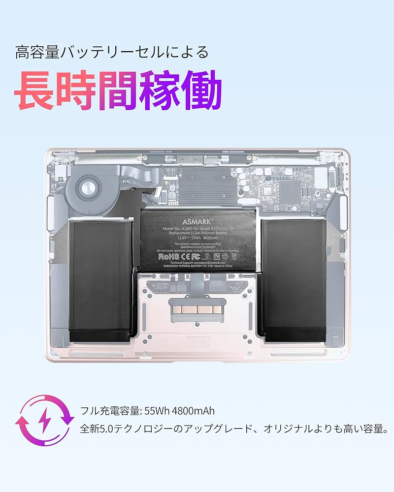 Amazon.co.jp: ASMARK Macbook Air A2179 バッテリー 交換 適用 13