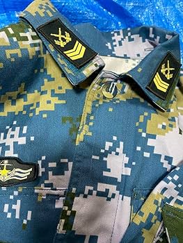 Amazon | 人民解放軍海軍陸戦隊 07式海洋迷彩服上下セット 部隊章階級