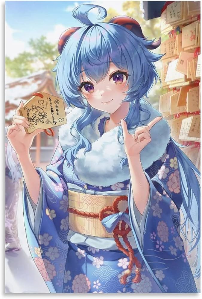 Amazon.co.jp: 原神 甘雨 イラストポスターキャンバスポスター寝室の