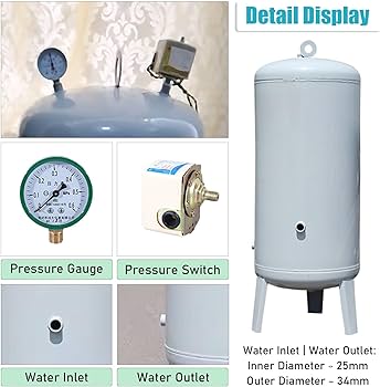 Amazon.co.jp: エナメルの井戸圧力タンク 圧力スイッチ付き & 圧力計