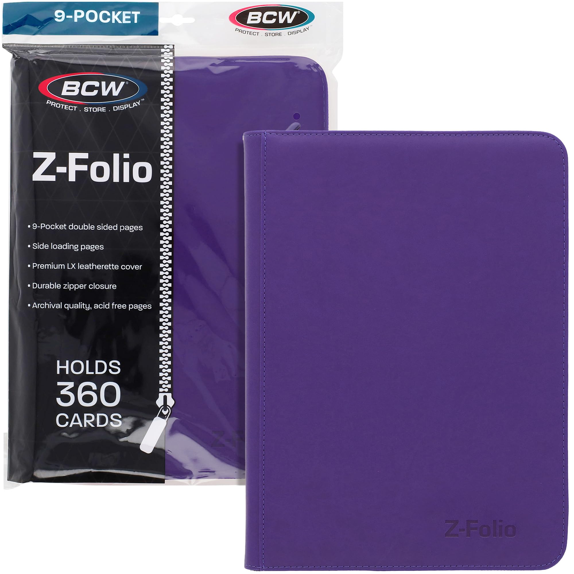 Amazon.com: BCW Z-Folio 9-Pocket LX Album - Purple | Secure Zipper