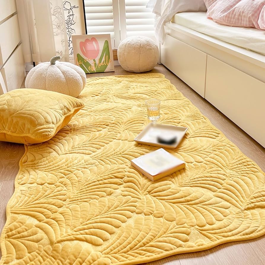 Amazon｜[XLOYP] ラグ マット 洗える ラグマット カーペット 黄色 北欧
