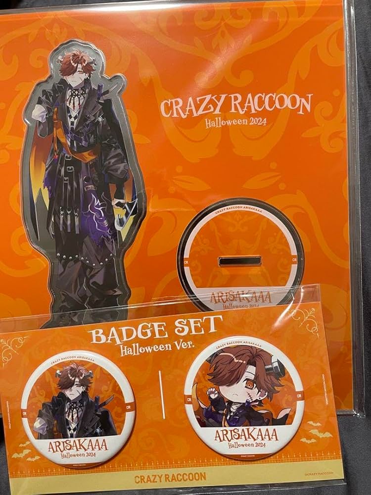 Amazon | crさかアクリルスタンド缶バッジ crazy raccoonハロウィン