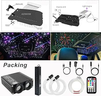 AZIMOM Dual Color 32W Fiber Optic Starlight Headliner Kits 900pcs