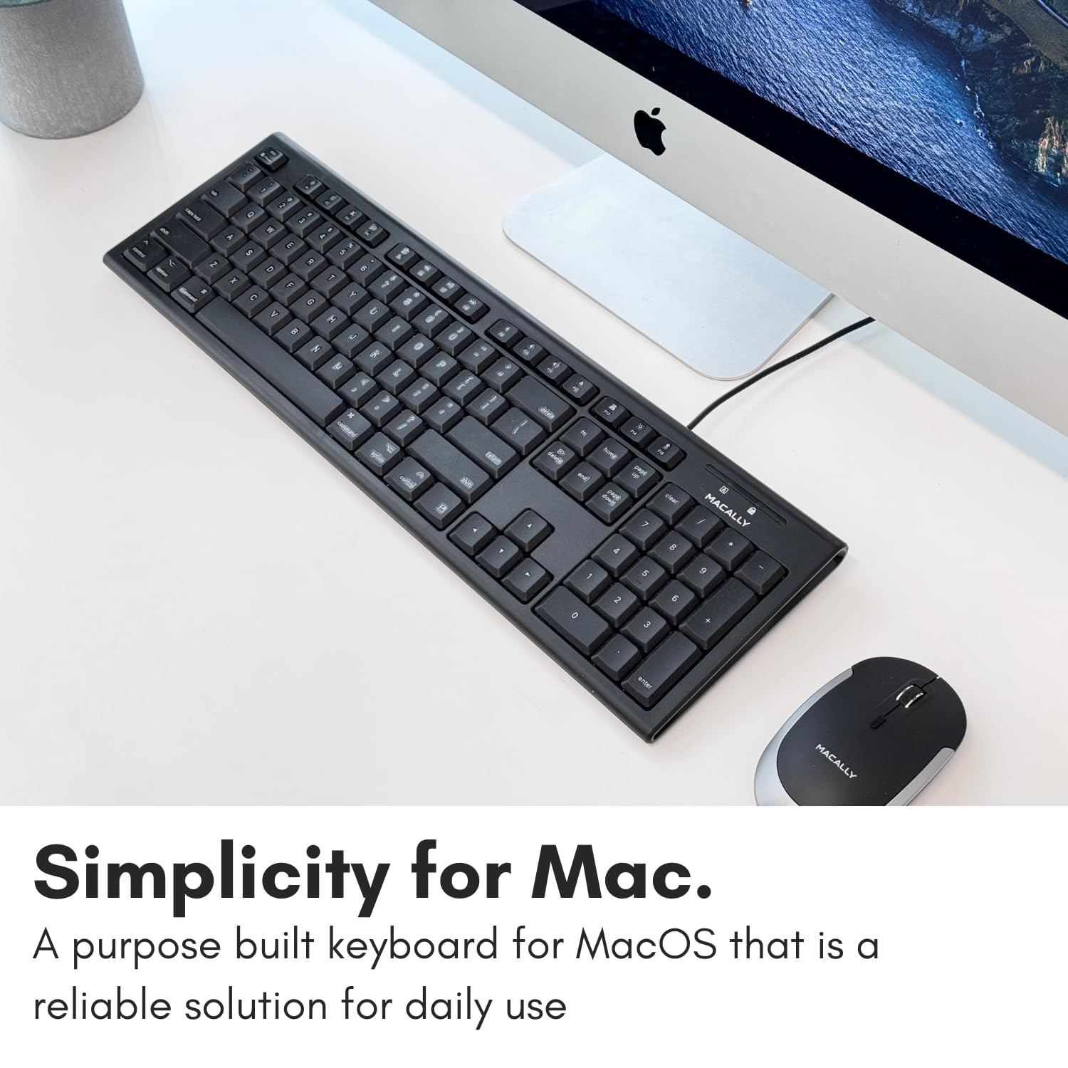 Amazon | Macally フルサイズUSB有線キーボードfor Mac Mini/Pro、iMac