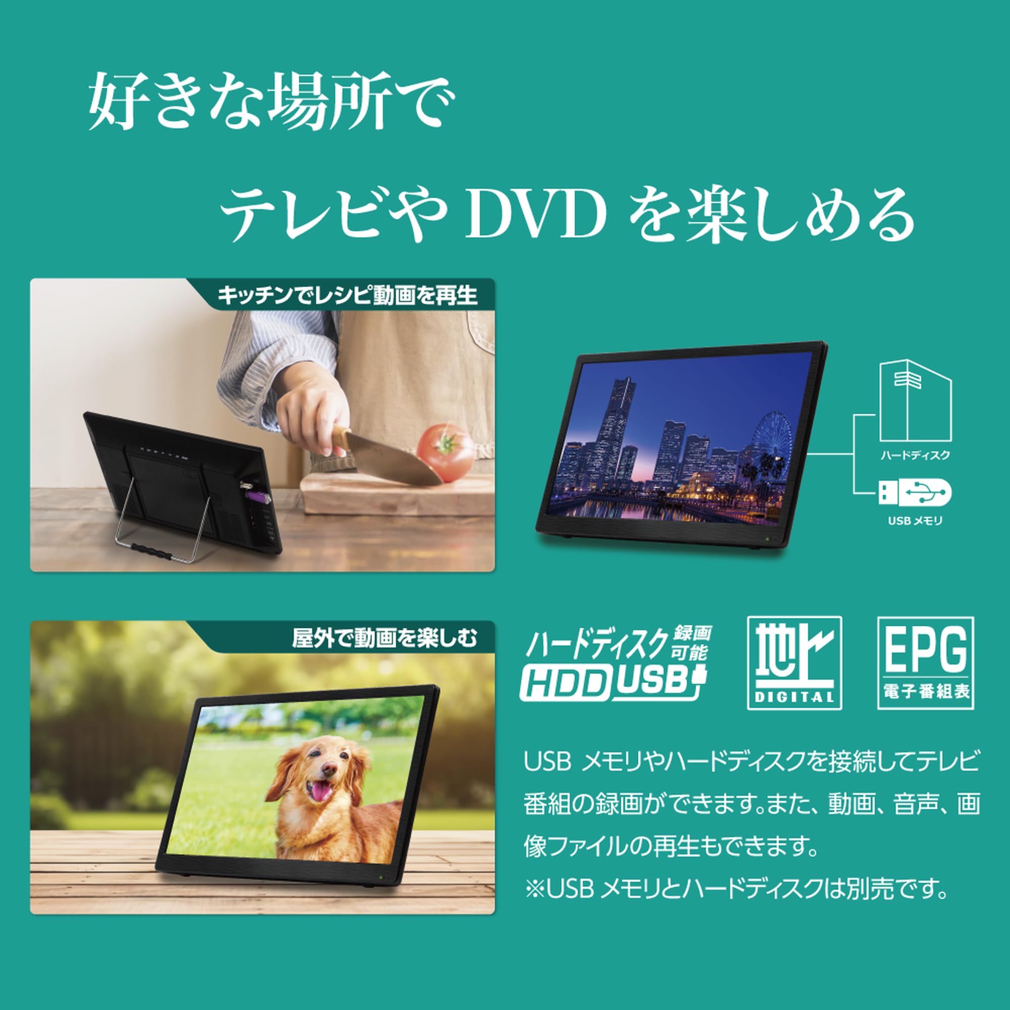 Amazon | [東京Deco] 14インチ 地デジ ポータブルDVDプレーヤー
