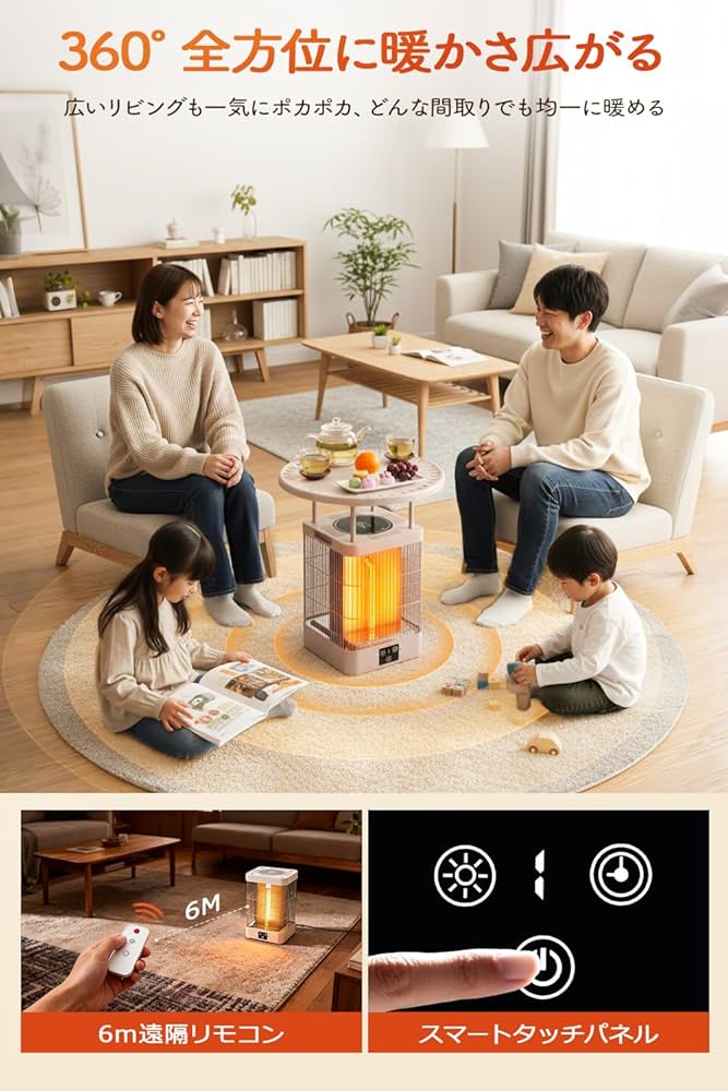 Amazon | カーボンヒーター 【2025年冬モデル・360°全方位速暖・3in1