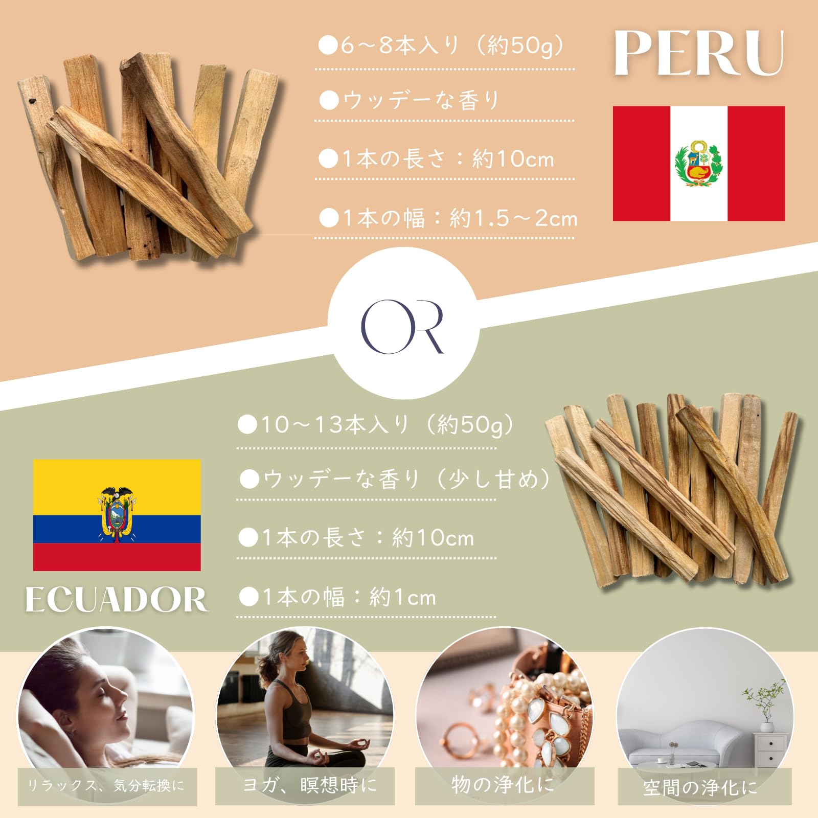 Amazon.co.jp: 本物保証 パロサント 香木 約50g 浄化 スティック お香