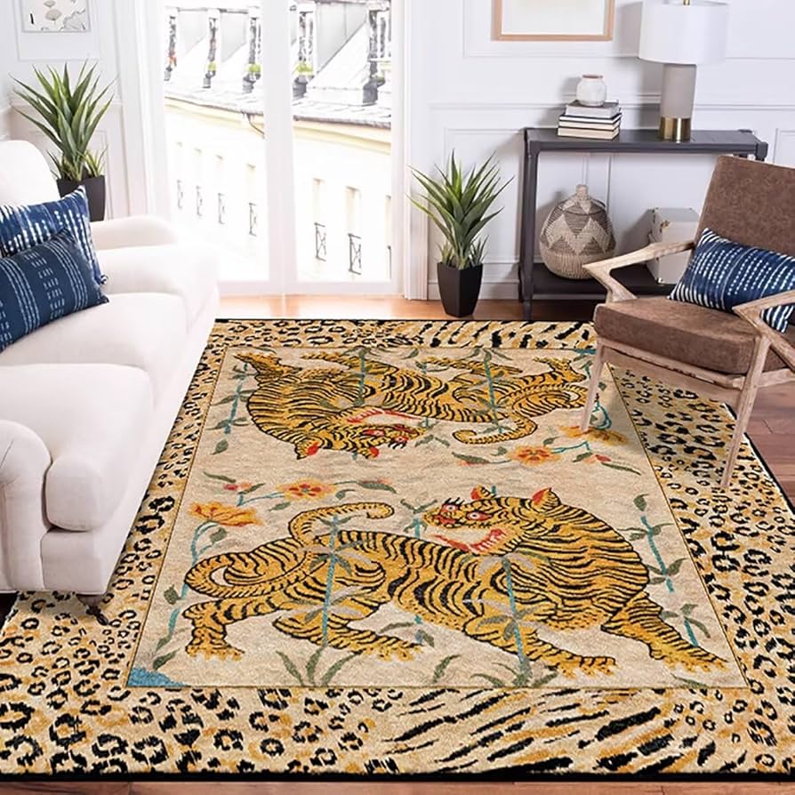 Amazon.com: Vintage Tibetan Yellow Tiger Rug for Living Room Boho
