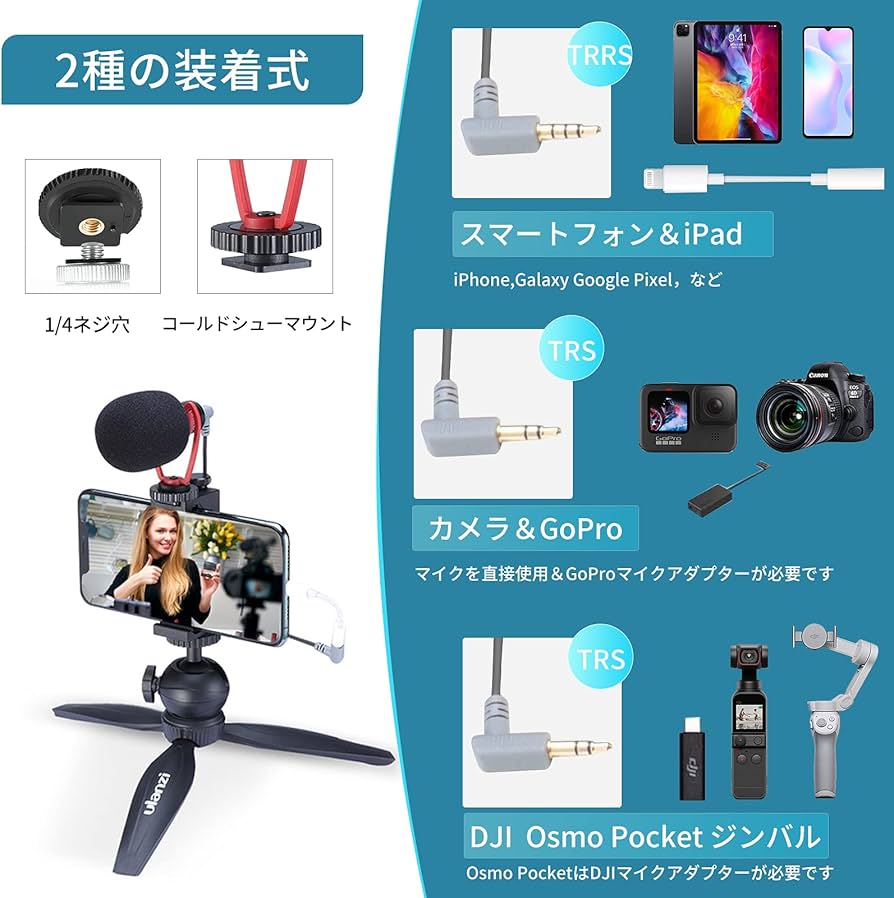 Amazon | Ulanzi VM-Q1 ビデオマイク IOSとAndroid 集音マイク zoom