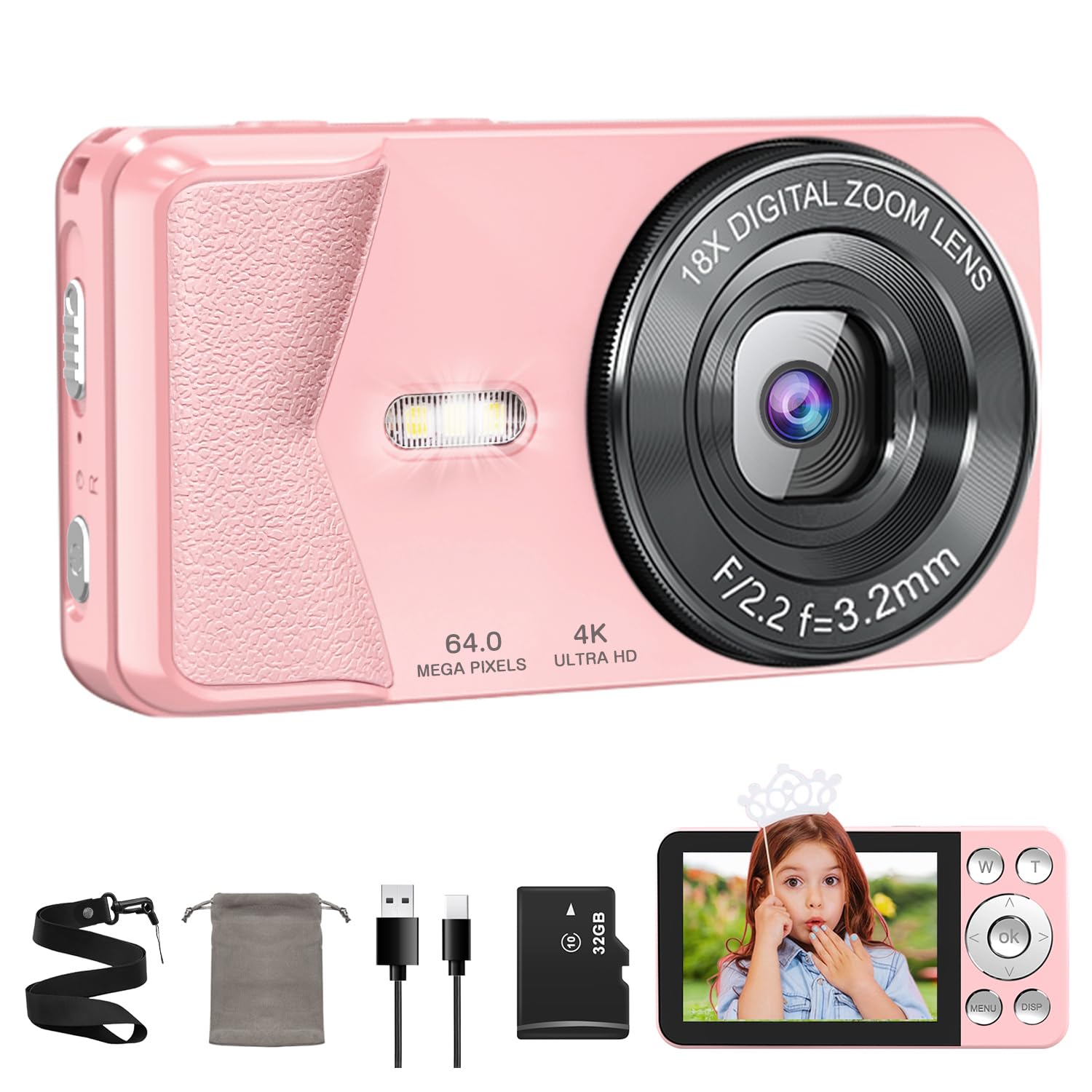 Amazon | QZTCAMERA デジカメ 4K デジタルカメラ 小型カメラ 6400万