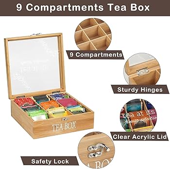 Amazon.com: handrong Tea Box,Tea Bag Storage,Bamboo Teas Bag