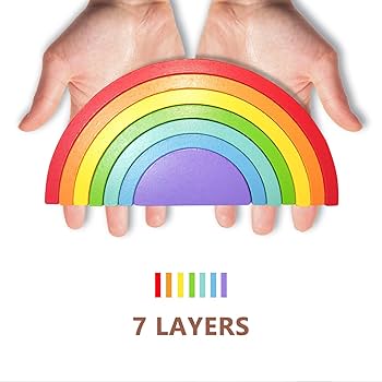 Amazon.com: Wooden Rainbow Stacking Toy, Wood Rainbow Stacker Arch