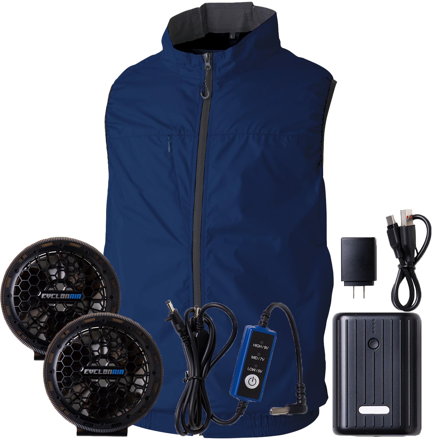 新品 桑和 ファン ベスト EFコンプリート セット ネイビー LL 19309 桑