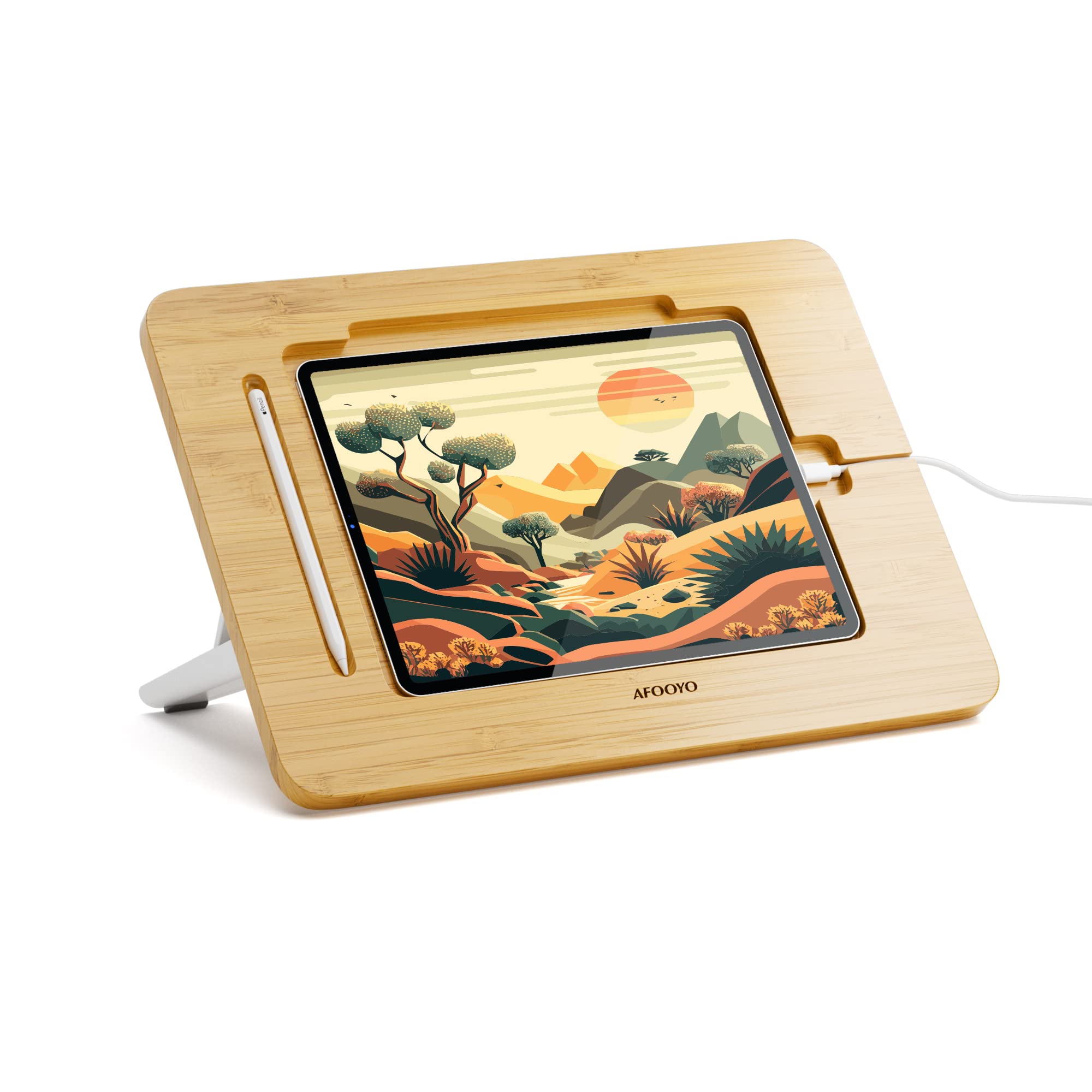 Amazon.co.jp: AFOOYO 竹製タブレットお絵かきスタンド - ポータブル