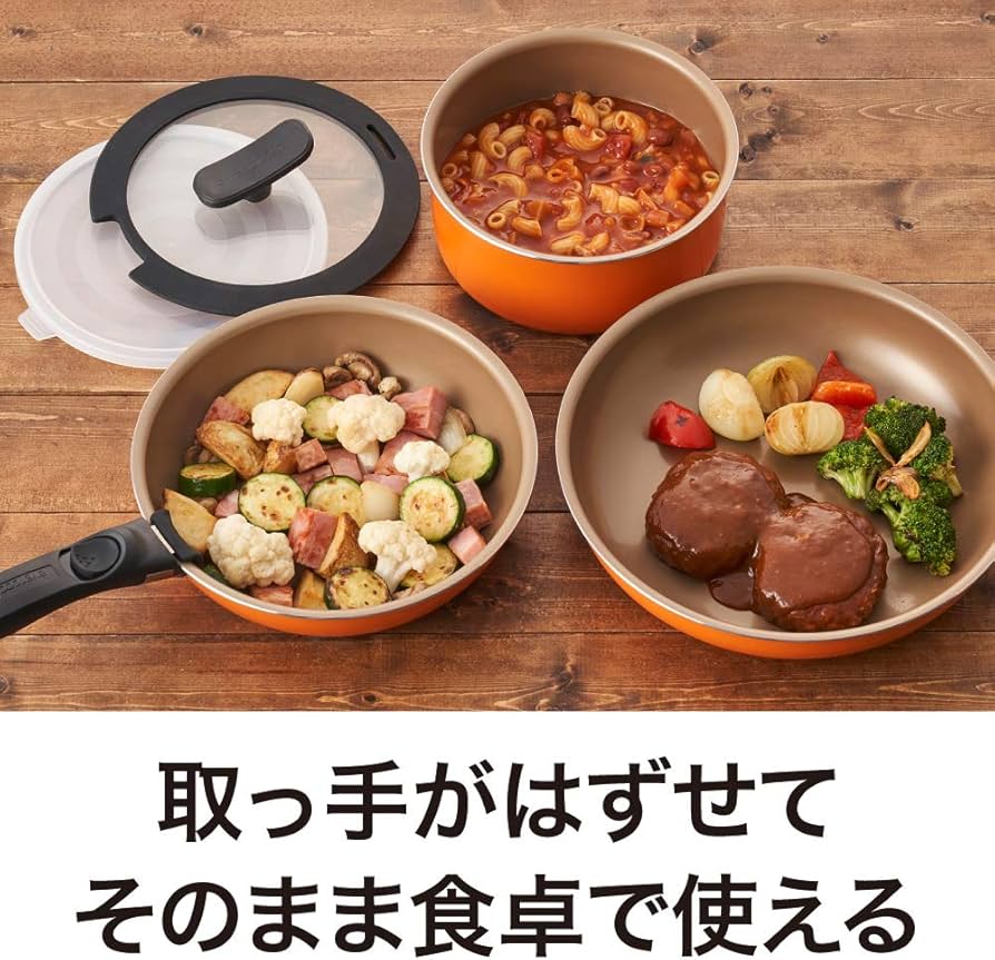 Amazon.co.jp: エバークック フライパンセット 6点セット 着脱式 ガス