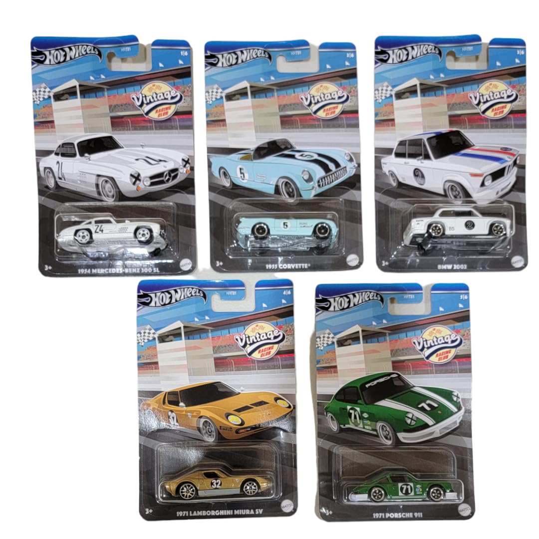 Amazon.com: Hot Wheels 2024 Vintage Racing Club Set of 5 Diecast