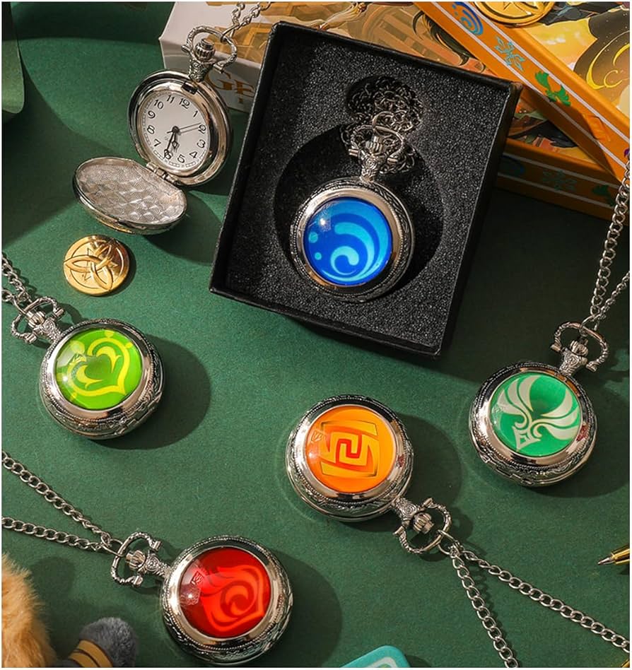 Amazon.co.jp: 原神 懐中時計 神の目 チェーン 蓋付き 人気 ゲーム