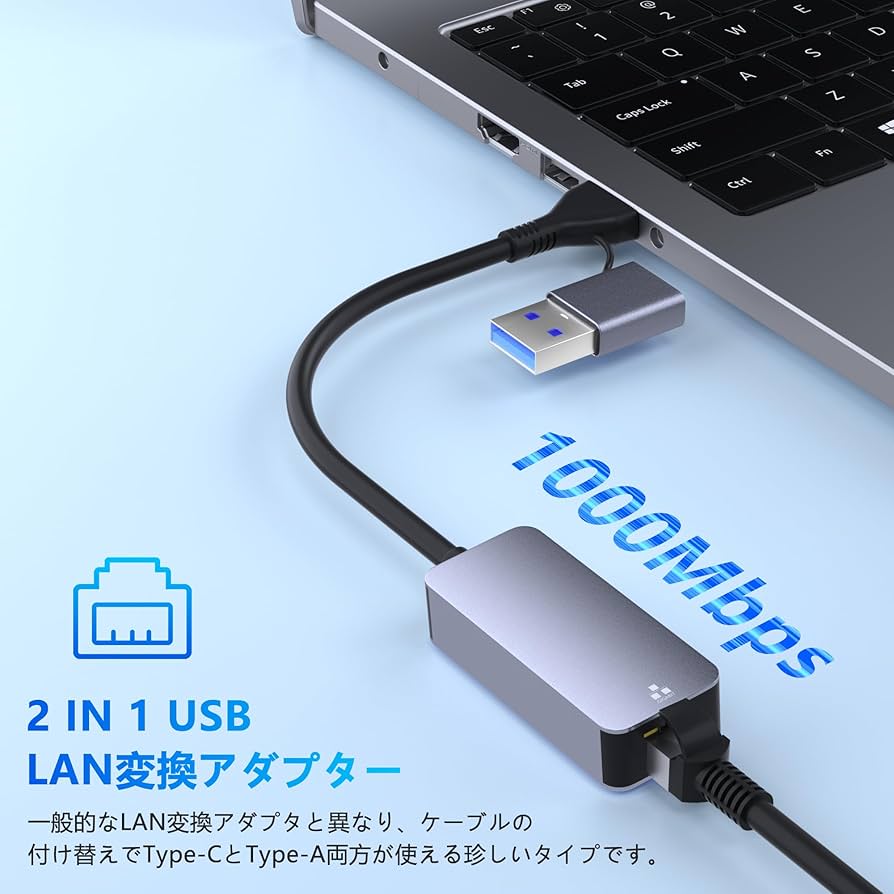 Amazon.co.jp: USB LAN変換アダプター 2 IN 1 有線LANアダプター