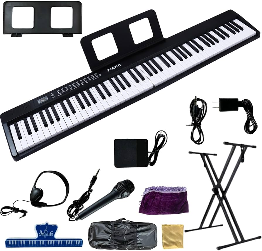 Amazon | TAIGA 電子ピアノ 折り畳み式 88鍵盤 ピアノスタンドセット