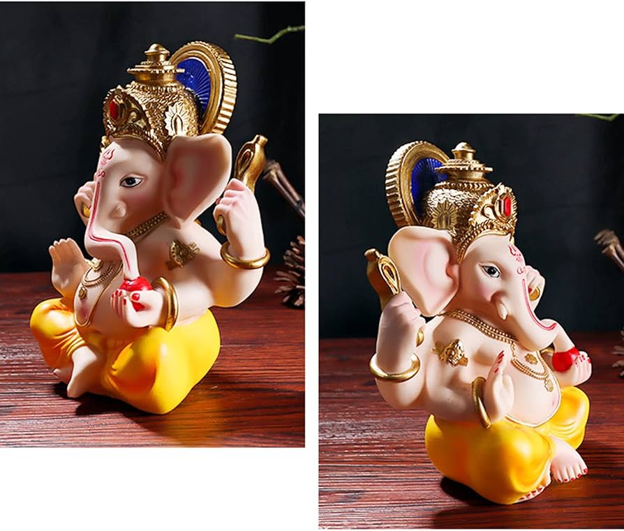 Amazon.co.jp: ガネーシャ 置物 風水 樹脂 ゴールド インドの神様 象