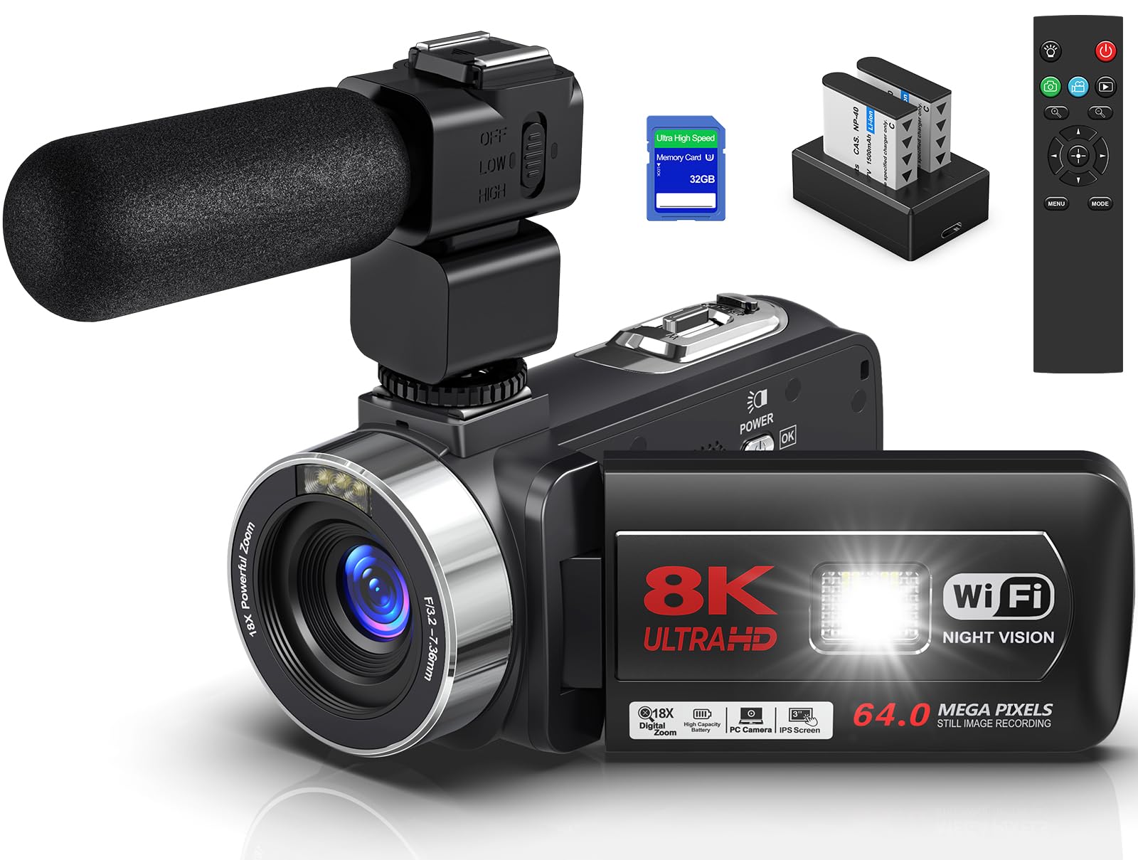 Amazon.co.jp: Video Camera, 8K YouTube Camera, 64 Megapixel WIFI