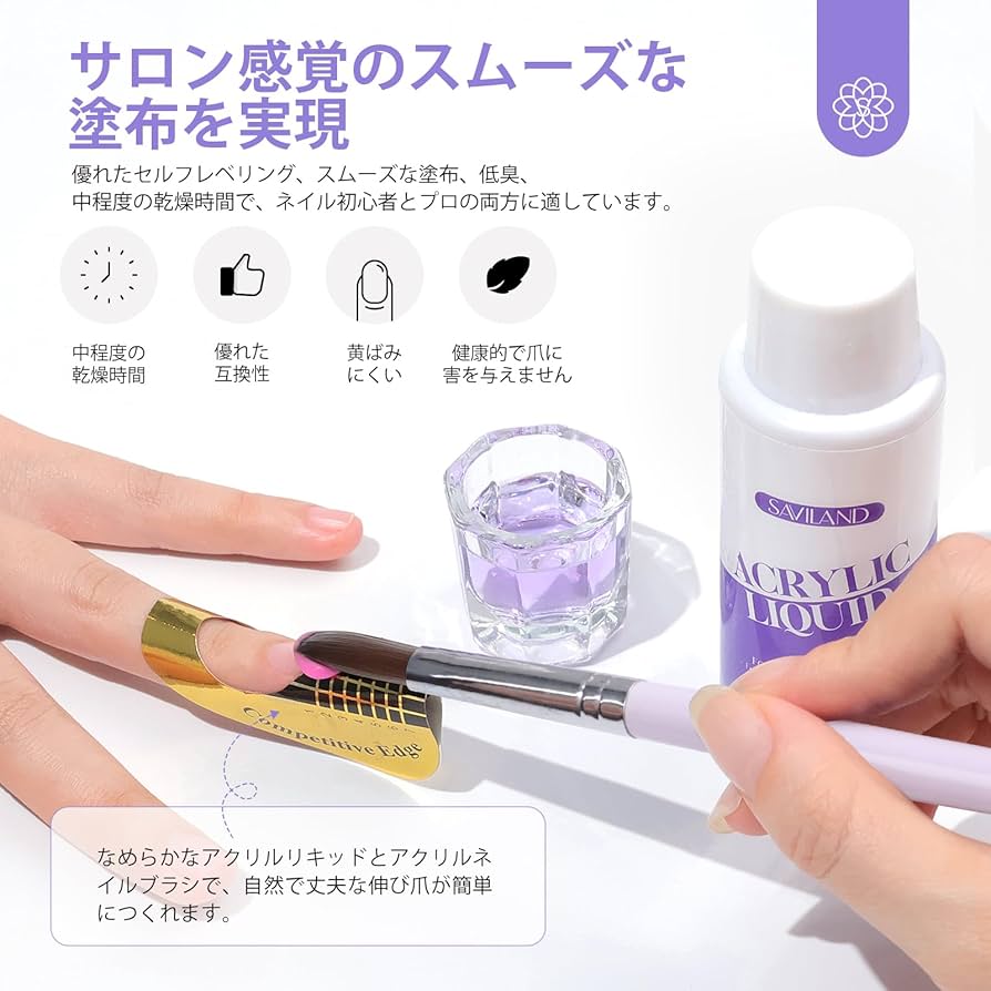 Amazon.co.jp: Saviland アクリルリキッド – 120 ML アクリル パウダー