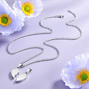 Amazon.com: MunkiMix Personalized Couple Necklace Custom 2 Half