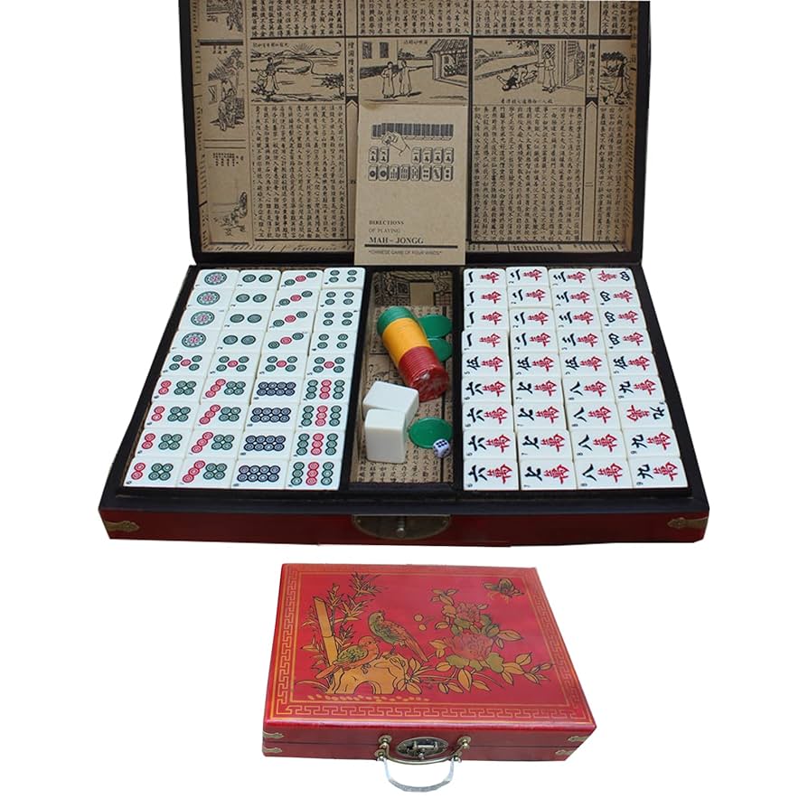 中国製 麻雀セット 伝統的デザイン 収納ケース付き 中国製 麻雀セット