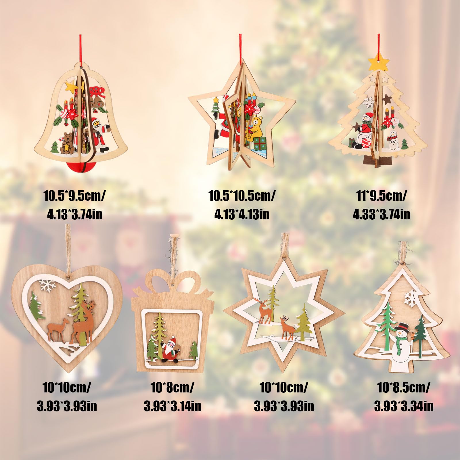 Amazon.co.jp: クリスマスツリー オーナメント 飾り 木製 7個セット