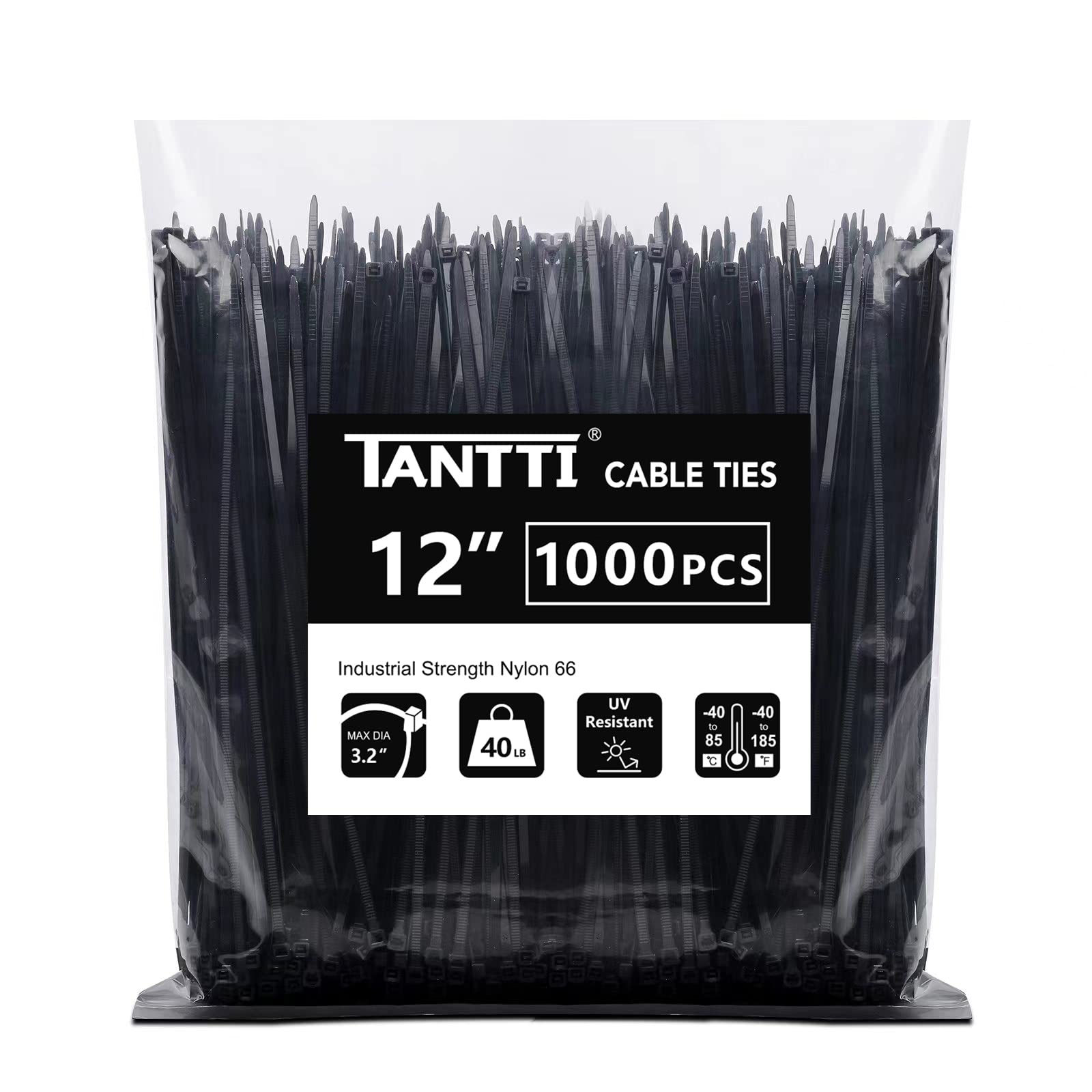 Amazon.com: Zip Ties 12 inch, Black Zip Ties 1000 pack, 40lb