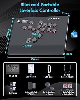 Amazon.com: GuileKeys Leverless Controller Arcade Stick GF-16