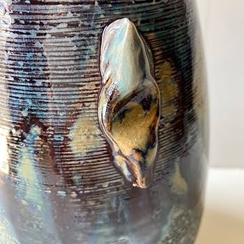 Amazon.co.jp: 花瓶 信楽窯 紫峯作 アンティーク レトロ 藍色 瓶