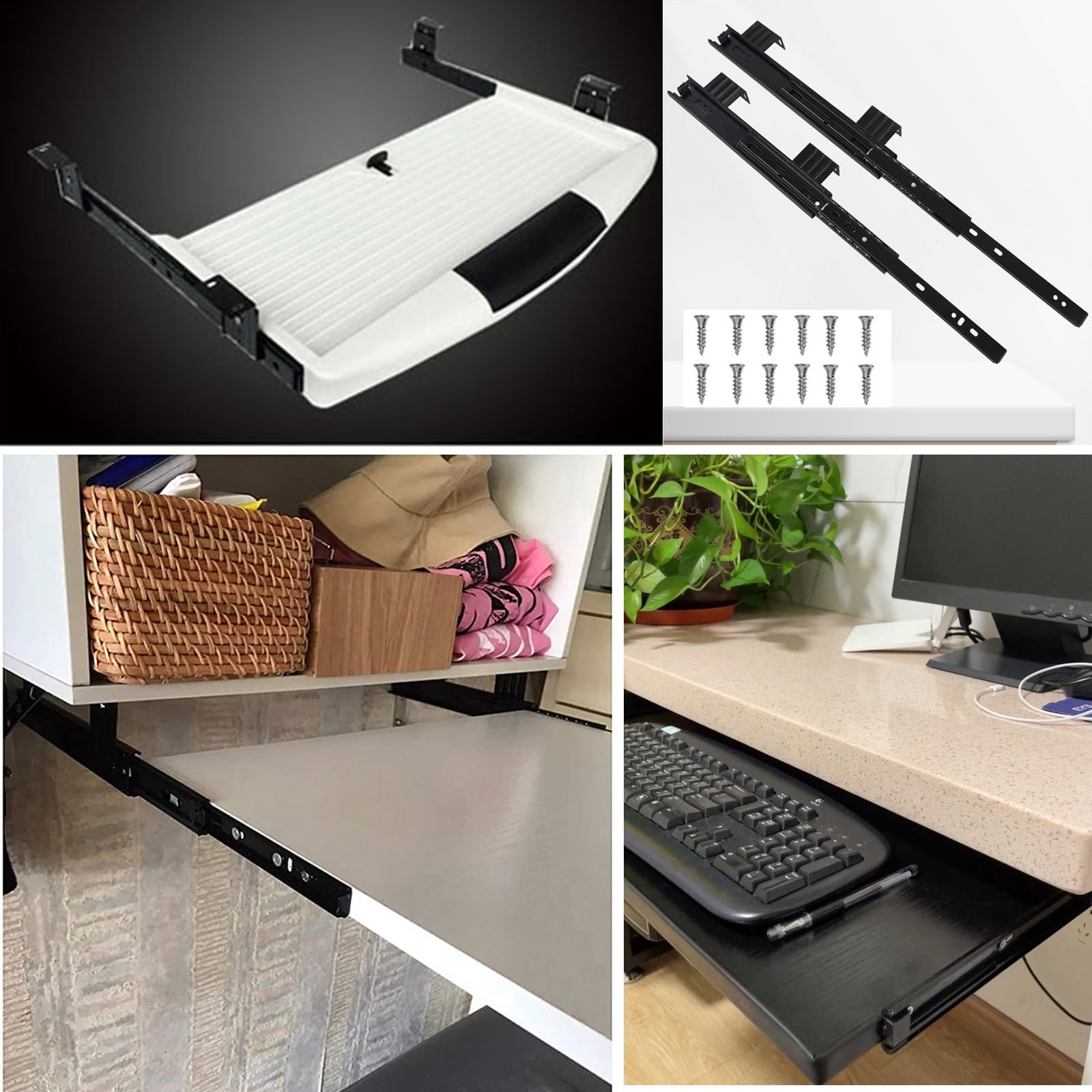 Amazon.co.jp: 2本 金属製 スライドレール 黒 240 290mm スライド式