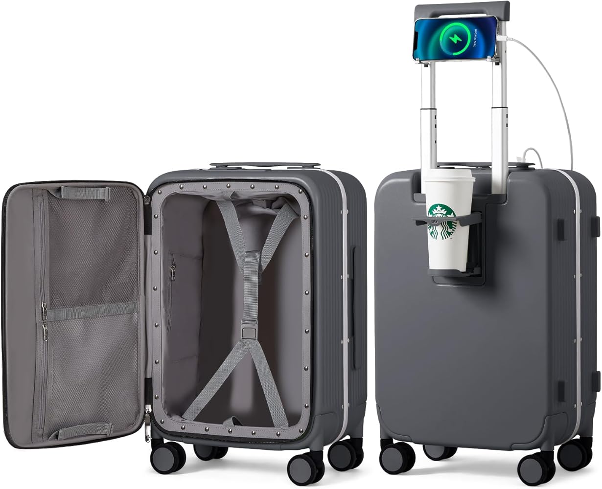 Amazon.com | mixi Carry On Luggage with Cup Phone Holder and